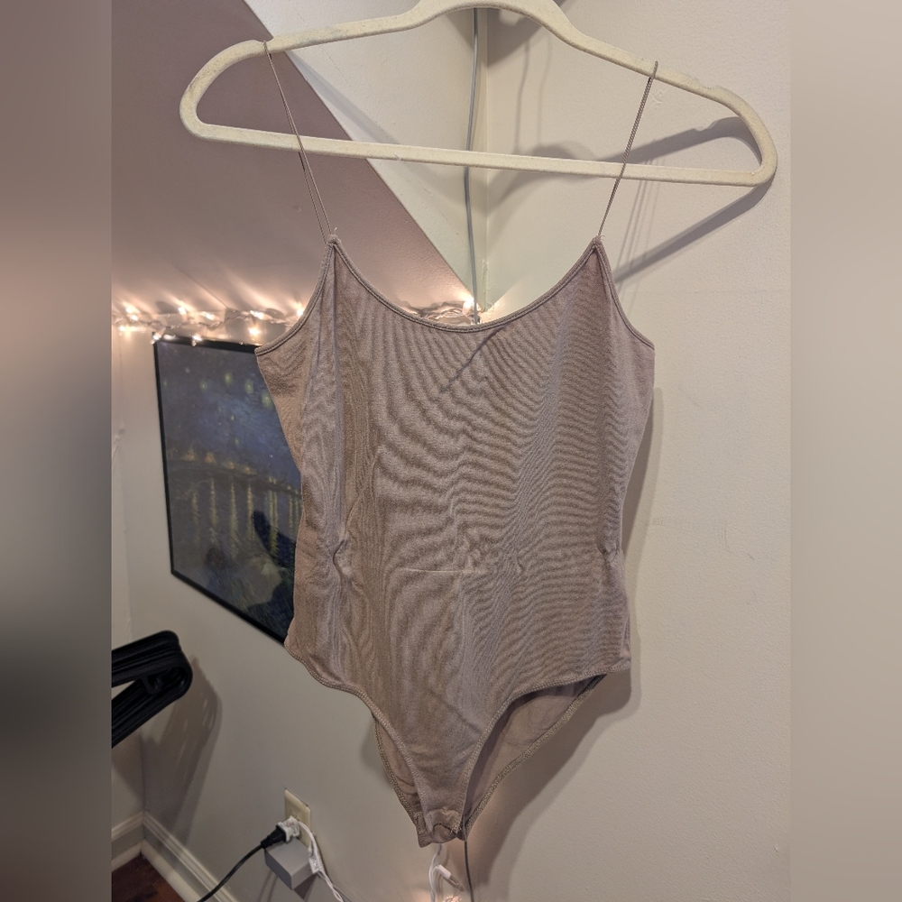 Heart & Hips Beige Spaghetti Strap Bodysuit